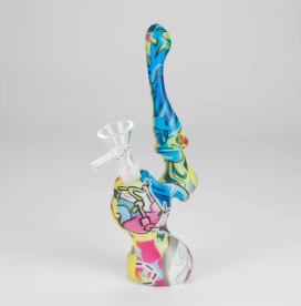 7" Single chamber graphic silicone bubbler Various Colors