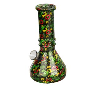 6″ Vivid Vault Beaker Mini Glass Bong – Rasta 420 Design