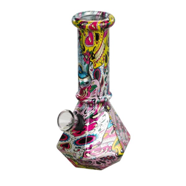 6″ Prism Hex Series Mini Glass Bong –Día de Muertos