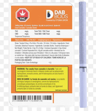 Twisted Citrus Super Slim Electric Dartz PreRoll  10x