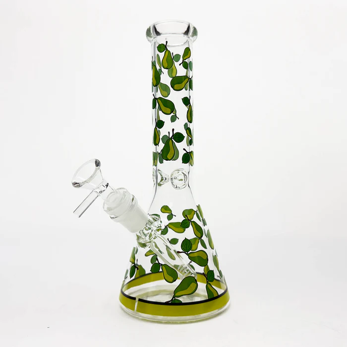 10" Glass Beaker Bong with Apple Design