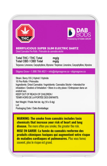 Berrylicious Super Slim Electric Dartz PreRoll  10x