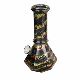 6″ Prism Hex Series Mini Glass Bong –Weed Leaf
