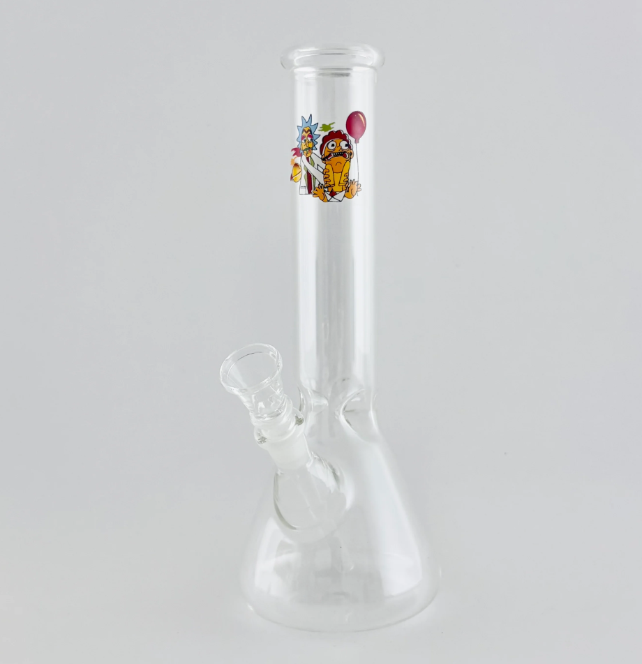 10" Cartoon Glass Beaker Bong  Design D