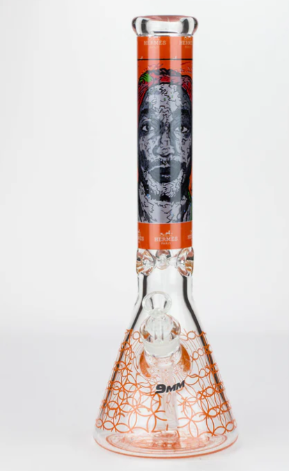 Graphic Glass Water Bong 15.5" 9mm Graphic A